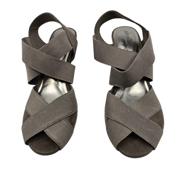 Women's Dexflex Comfort Grey Wedge Open Toe Slingback Shoes Size 8.5 - Picture 1 of 8